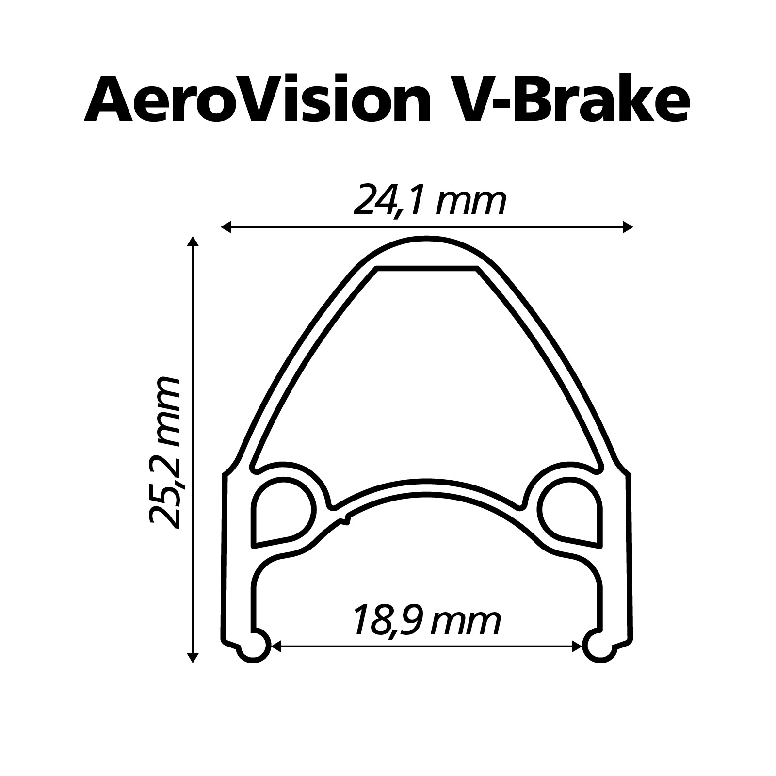 Perfil - Aro Viper Aero Vision V-Brake Polido - Preto